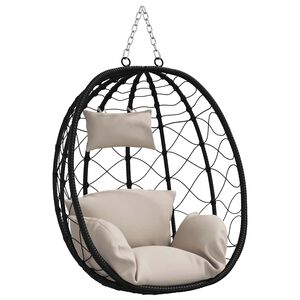 vidaXL Hanging Egg Chair Manual Taupe 91.5 x 54.5 x 107 cm Poly Rattan