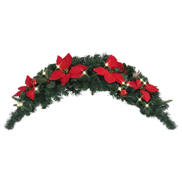 vidaXL Christmas Arch with LED Lights Green 90 cm PVC
