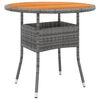 vidaXL Garden Table | Grey | Poly rattan, Powder-Coated Steel, Solid Acacia wood
