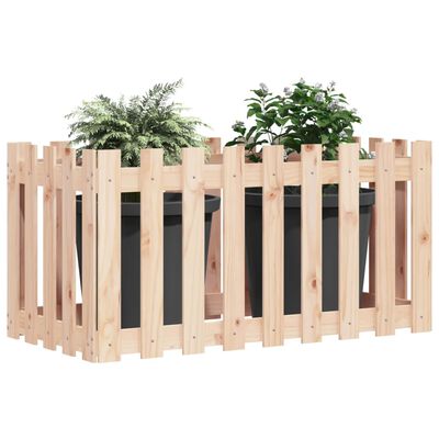 vidaXL Garden Raised Bed with Fence Design 100x50x50 cm Solid Wood Pine