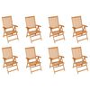 vidaXL Reclining Garden Chairs with Cushions 8 pcs Solid Teak Wood