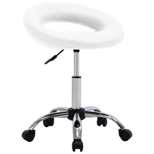 vidaXL Rolling Work Chair White Faux Leather