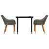 vidaXL Garden Dining Set with Cushion 3 pcs Grey Poly Rattan