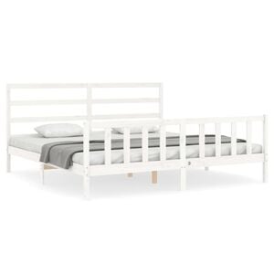 vidaXL Bed Frame without Mattress White Solid Wood Pine