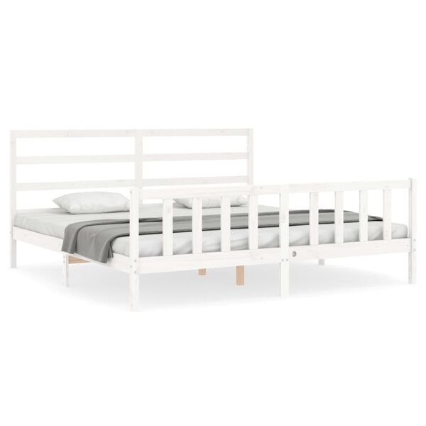 vidaXL Bed Frame without Mattress White Solid Wood Pine