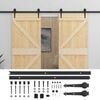 vidaXL Sliding Door 2 pcs Natural and Black Solid Pine Wood