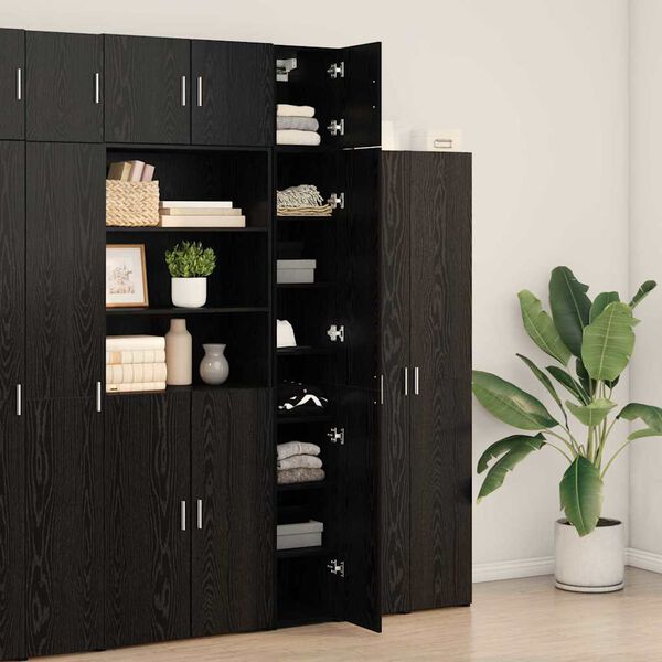 vidaXL Storage Cabinet 3 pcs Black Oak 30 x 42.5 x 225 cm