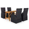 vidaXL 5 Piece Garden Dining Set Black
