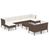 vidaXL 10 Piece Garden Lounge Set with Cushions Poly Rattan Brown