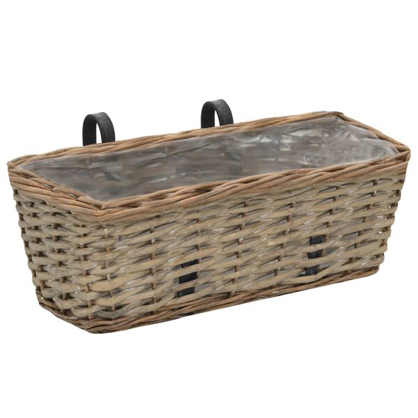 vidaXL Balcony Planter 2 pcs Wicker with PE Lining 40 cm