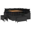 vidaXL Garden Sofa Set with Cushion 8 pcs Black Poly rattan