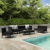 vidaXL 9 Piece Garden Lounge Set with Cushions Poly Rattan Black