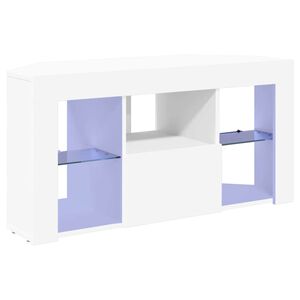 vidaXL Corner LED TV Cabinet White 100 x 40 x 50 cm Engineered Wood