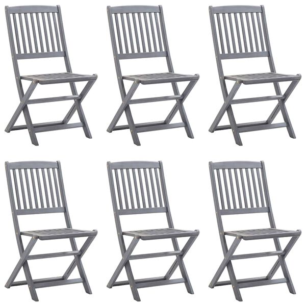 vidaXL Folding Outdoor Chairs 6 pcs with Cushions Solid Acacia Wood