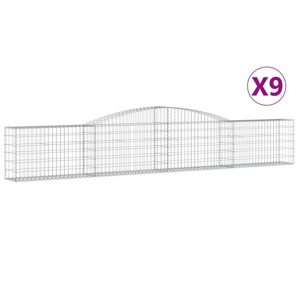 vidaXL Arched Gabion Baskets 9 pcs 400x30x60/80 cm Galvanised Iron