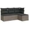 vidaXL 4 Piece Garden Sofa Set with Cushions Grey Poly Rattan