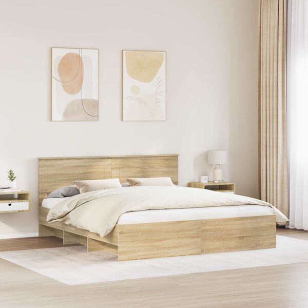 vidaXL Bed Frame Sonoma Oak 180 x 200 cm Engineered Wood