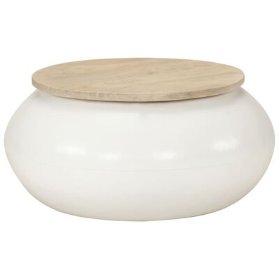 vidaXL Coffee Table White 51x51x27 cm Solid Wood Mango