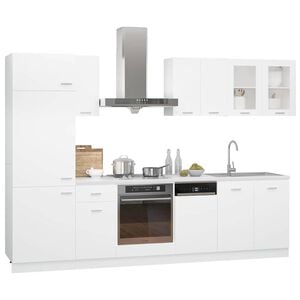vidaXL Kitchen Cabinet Set | White | Engineered wood, glass | 8-piece set