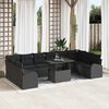 vidaXL Garden Sofa Set with Storage 11 pcs Black Poly Rattan
