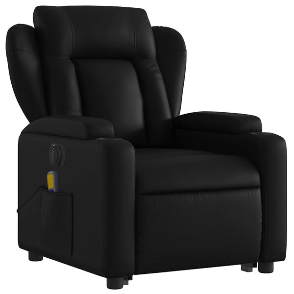 vidaXL Electric Stand up Massage Recliner Chair Black Faux Leather