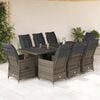 vidaXL 9 Piece Garden Bistro Set with Cushions Grey Poly Rattan