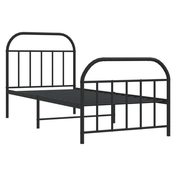 vidaXL Metal Bed Frame without Mattress with Footboard Black 90x190cm