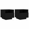 vidaXL Bedside Cabinets with LED Lights 2 pcs Black 40x39x37 cm