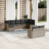 vidaXL 9 Piece Garden Sofa Set with Cushions Grey Poly Rattan