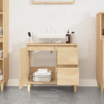 vidaXL Bathroom Cabinet Sonoma Oak 65x33x60 cm Engineered Wood