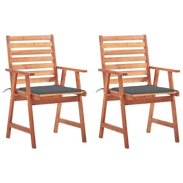 vidaXL Outdoor Dining Chairs 2 pcs with Cushions Solid Acacia Wood