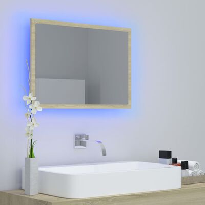 vidaXL LED Bathroom Mirror Sonoma Oak 60x8.5x37 cm Acrylic
