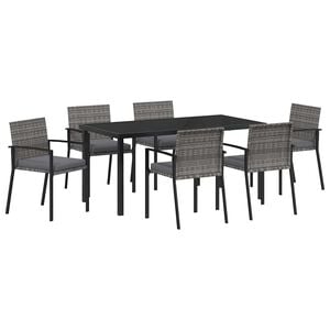 vidaXL Garden Dining Set 7 pcs Grey Powder-Coated Steel