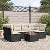 vidaXL 7 Piece Garden Sofa Set with Cushions Black Poly Rattan