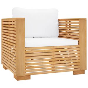 vidaXL Garden Sofa Chair with Cream Cushions Solid Wood Teak