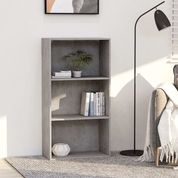 vidaXL 3-Tier Book Cabinet Concrete Grey 60x30x114 cm Engineered Wood