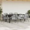 vidaXL 9 Piece Garden Dining Set with Cushions Grey Poly Rattan Glass
