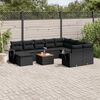vidaXL 11 Piece Garden Sofa Set with Cushions Black Poly Rattan