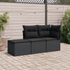 vidaXL 3 Piece Garden Sofa Set with Cushions Black Poly Rattan