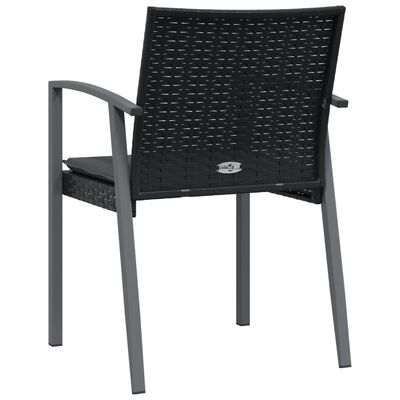 vidaXL Garden Chairs with Cushions 6 pcs Black 56.5x57x83 cm Poly Rattan