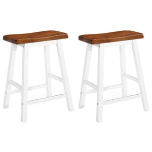 vidaXL Bar Stool | Set of 2 | Brown and white | Solid wood | Standard | Durable