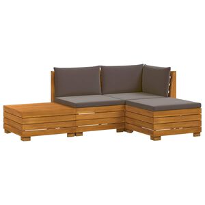 vidaXL 4 pcs Outdoor Sofa Set Solid Acacia Wood Brown