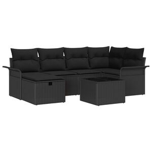 vidaXL Garden Sofa Set with Cushion with Storage 7 pcs Poly rattan