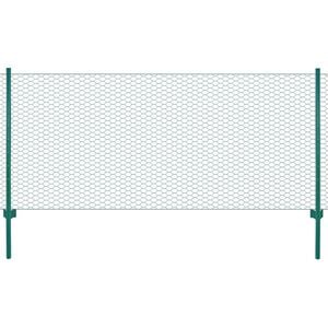 vidaXL Wire Mesh Fence with Posts Steel 25x1 m Green