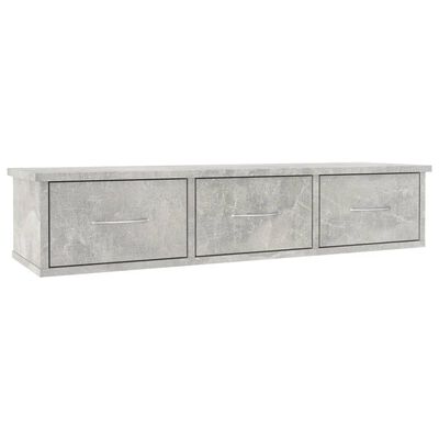 vidaXL Wall-mounted Drawer Shelf Concrete Grey 88x26x18.5 cm Engineered Wood
