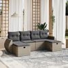 vidaXL 6 Piece Garden Sofa Set with Cushions Grey Poly Rattan