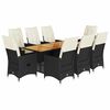 vidaXL 9 Piece Garden Dining Set with Cushions Black Poly Rattan