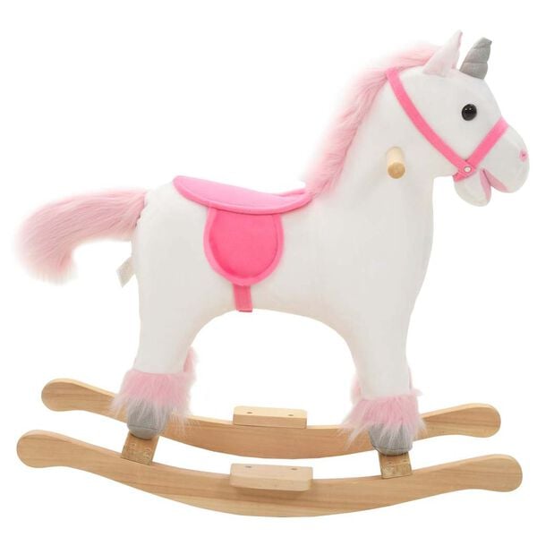 vidaXL Rocking Animal Unicorn Plush 65x32x58 cm White and Pink