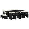vidaXL 13 Piece Garden Dining Set with Cushions Black Poly Rattan