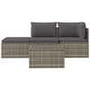 vidaXL 4 Piece Garden Lounge Set with Cushions Grey Poly Rattan